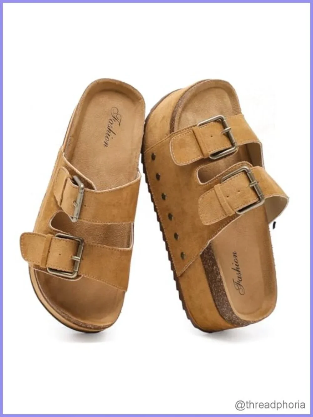 Women's Platform Slides Sandals with Arch Support Wedge Cork Footbed Double